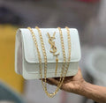 Crocodile-Embossed Leather Chain Crossbody
